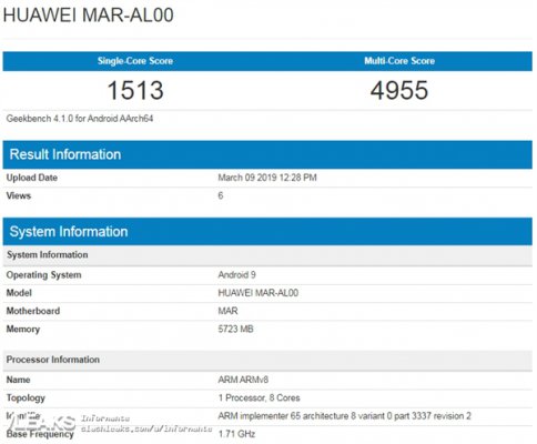 华为nova 4e现身GeekBench：搭载麒麟710