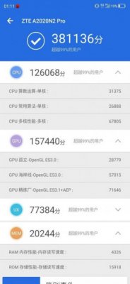 中兴天机Axon 10 Pro安兔兔跑分曝光：381136分