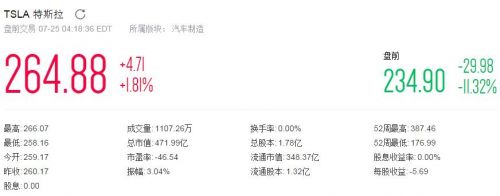 特斯拉Q2亏损超预期 盘前股价跌逾11%