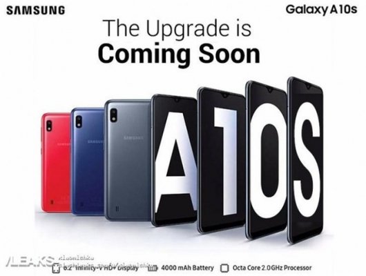 三星Galaxy A10s海报曝光：6.2寸水滴屏+4000mAh电池