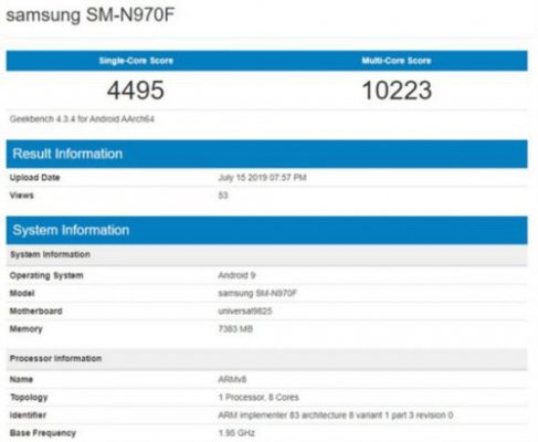 8月7日亮相！三星Exynos 9825跑分曝光：Galaxy Note10首发搭载