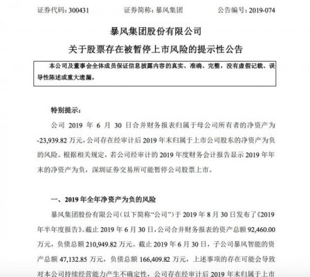 暴风集团：管理人员等持续流失 股票存在被暂停上市风险