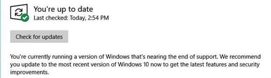 Windows 10 v1803系统即将停止支持