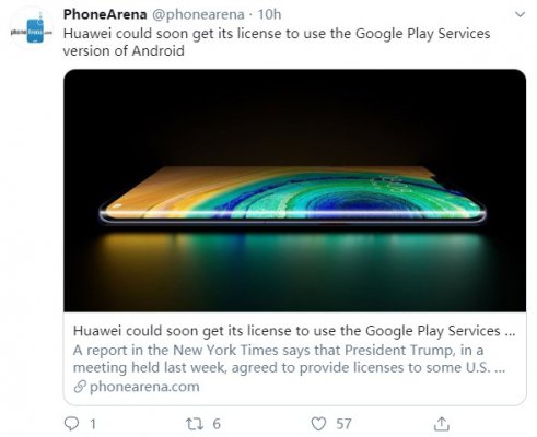 华为有望很快获得Google Play服务许可