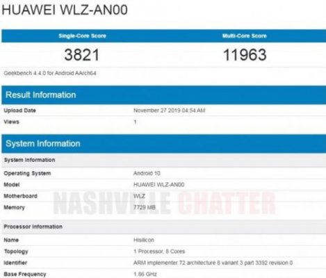 华为nova 6 5G现身GeekBench：又一款麒麟990新机实锤