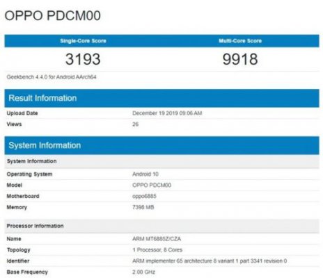 OPPO Reno3 5G跑分曝光：表现优于骁龙765G