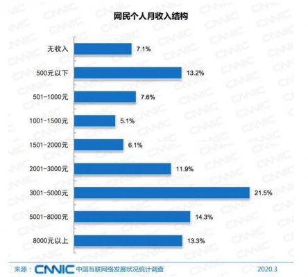 CNNIC报告：全国6.5亿网民月收入不足5000元