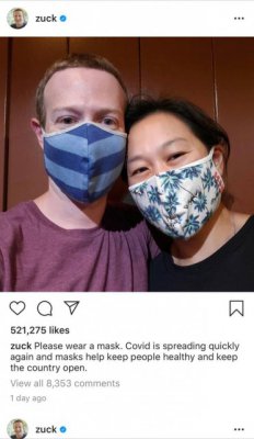扎克伯格呼吁美国人戴口罩：口罩可以让我们保持健康