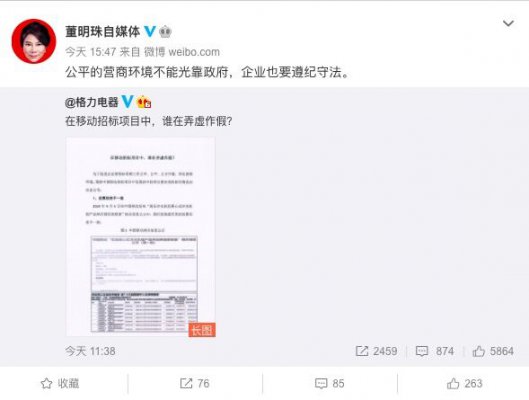董明珠：公平的营商环境不能光靠政府 企业也要遵纪守法