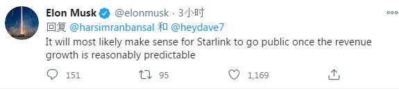 马斯克：一旦营收增长可以合理预测 SpaceX星链业务有可能上市
